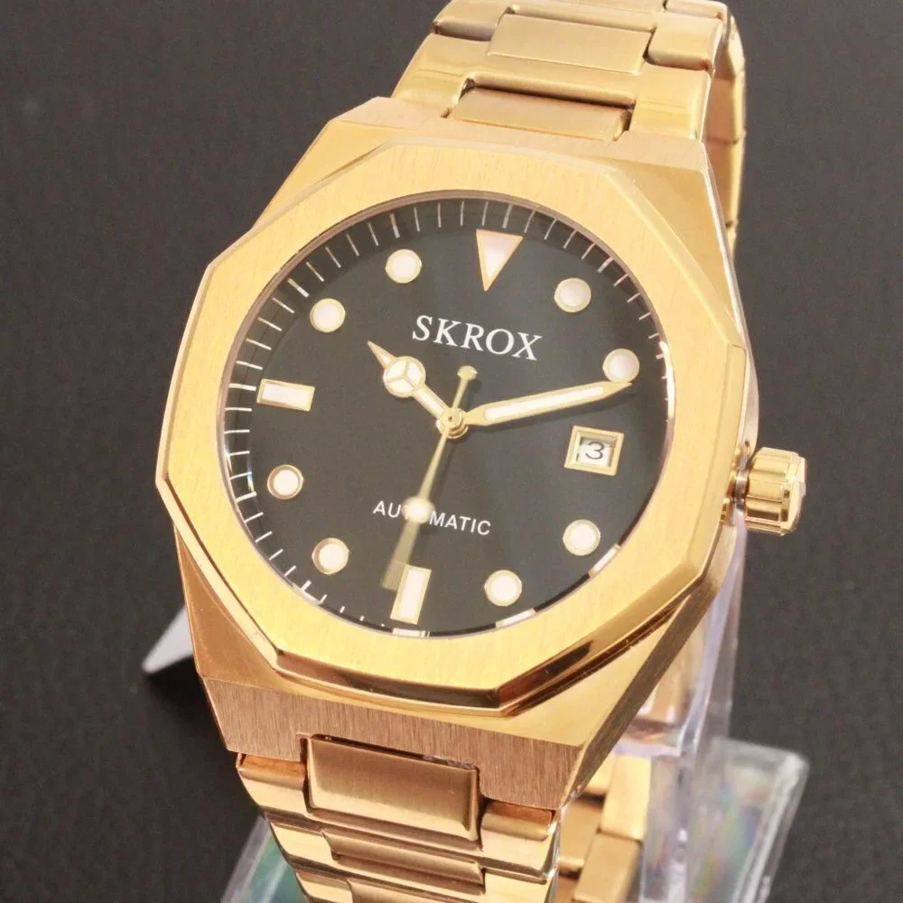 Men's Integrated Bracelet Sports Watch Automatic See Through Case back 41mm